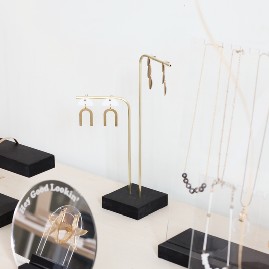 Display your jewellery with our collection of black wooden stands