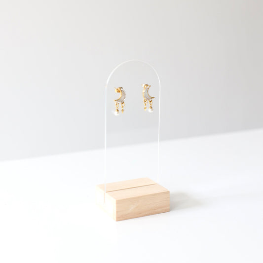 Wooden display for earrings