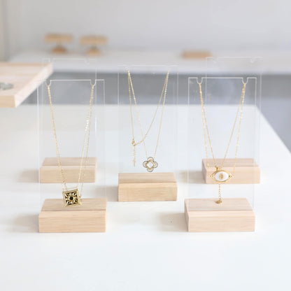 Set of 5 OUTLET necklace display stands, transparent jewelry holders, necklace holders, necklace display stands at Wood for professionals.