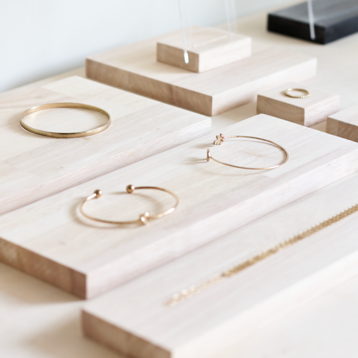 Wooden trays for jewelry display