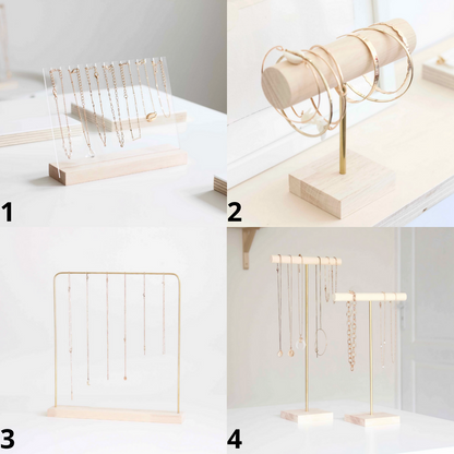 Jewelry holder for professionals in wood and brass