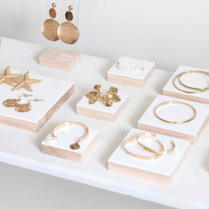 Wooden base to present jewelry