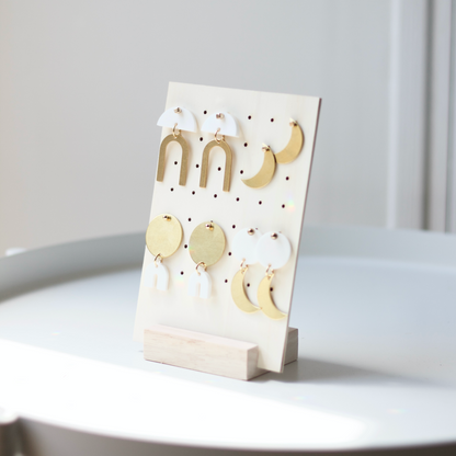 Wooden display for earrings