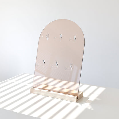 Support HEDWIGE en bois et acrylique translucide, 6 crochets, design moderne pour accessoires en boutique, fabriqué en France