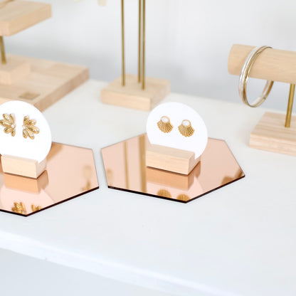 Miroir rose gold pour présentation de bijoux