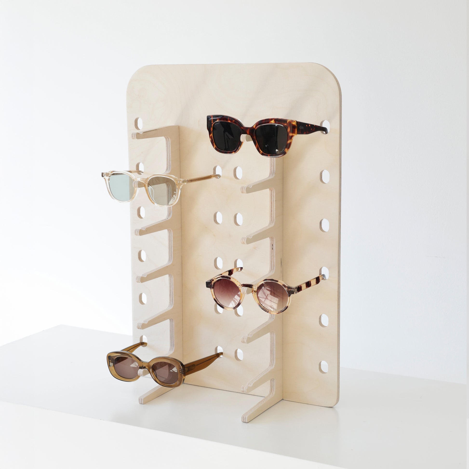 Présentoir en bois pour 12 paires de lunettes, fabriqué en France 