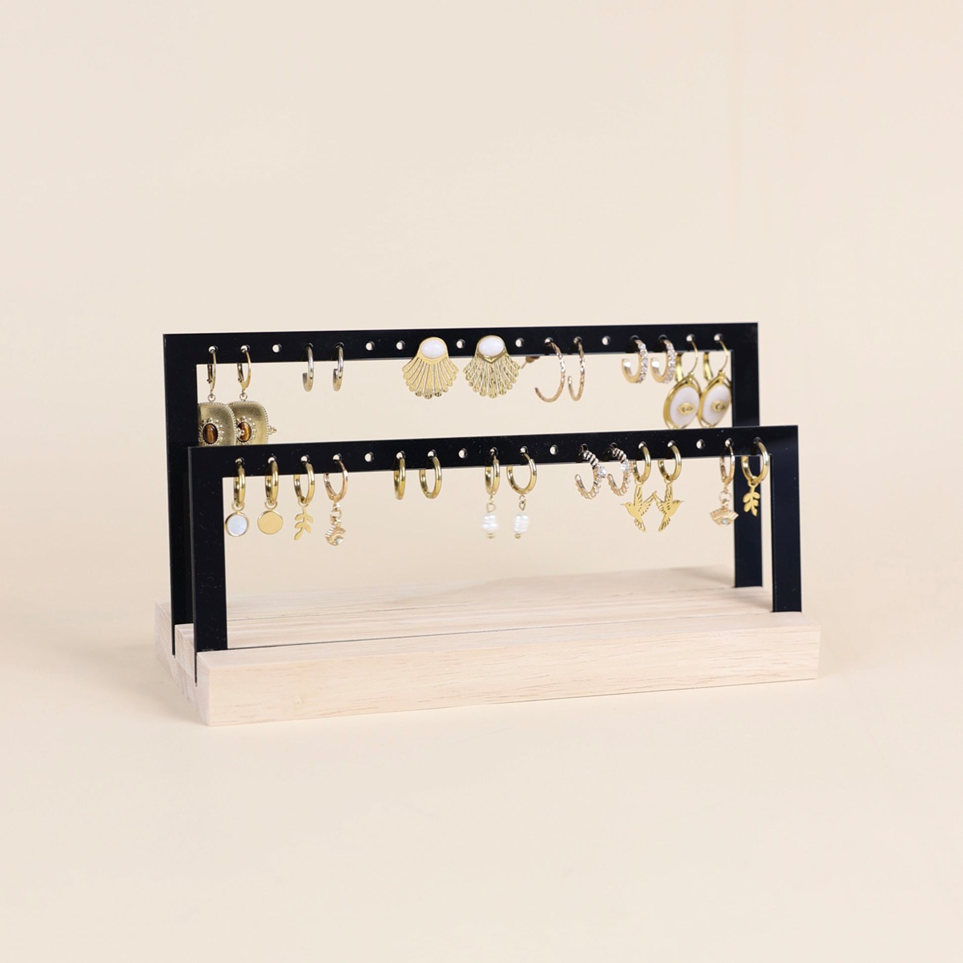 Présentoir à boucles d'oreilles en bois et acrylique bois pour présenter en boutique