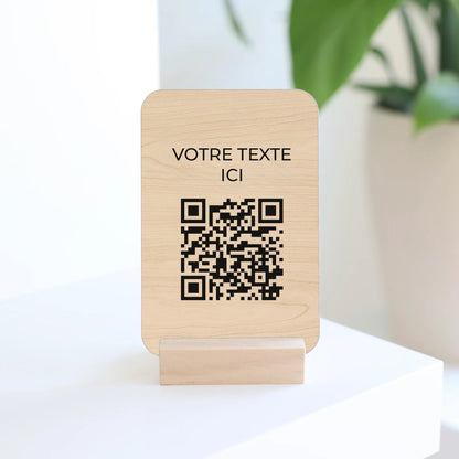 texte et gravure laser sur présentoir en bois, pour les boutiques, restaurants, hôtels, salons et cabinets