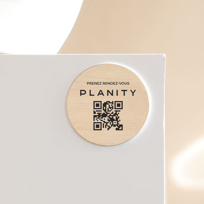 Autocollant pour les professionnels, pour la réservation en ligne avec QR code, finition nette et fabrication française.