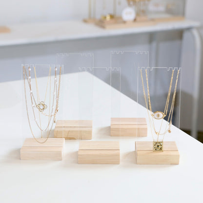 Lot de 5 présentoirs à colliers OUTLET, porte bijoux transparent, porte collier multiples, présentoirs à collier 3 rangs pour boutique