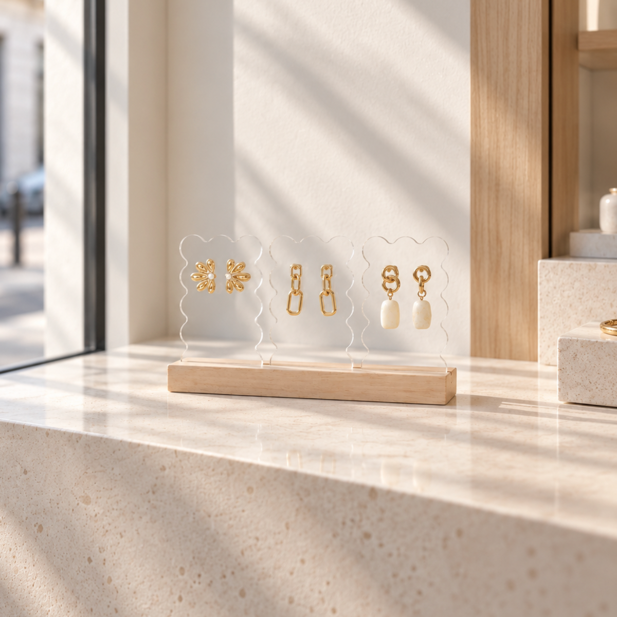 porte bijoux en plexiglas et bois 