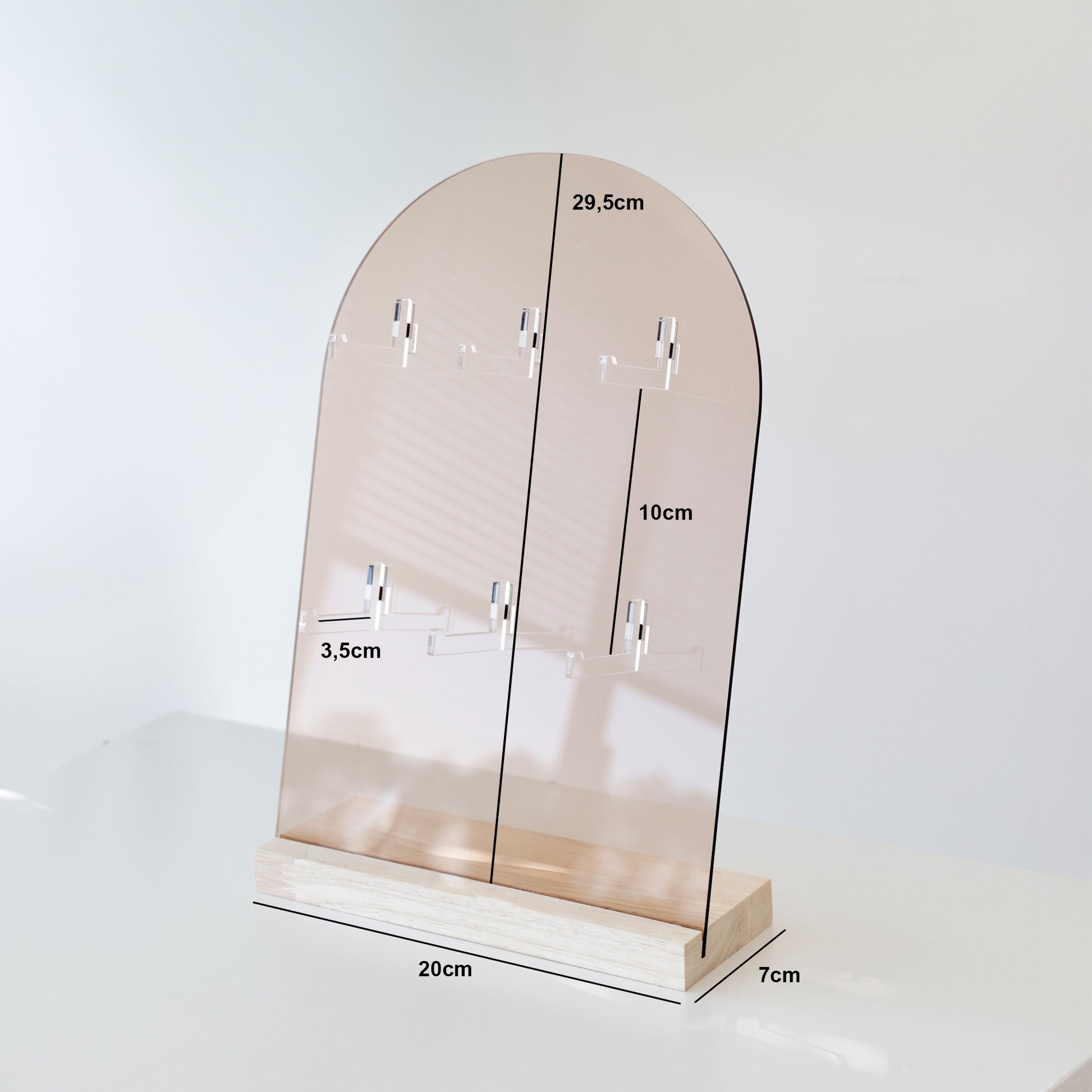 dimensions du présentoir en bois et acrylique de la marque Makk Design