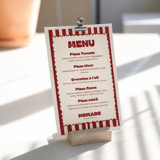 support pour menu de restaurant, café et bars 